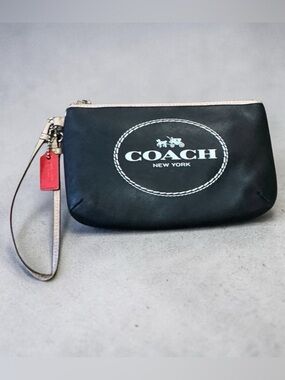 Coach Horse and Carriage Medium Black Wallet Wristlet
